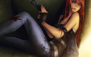 Anime fille avec un pistolet